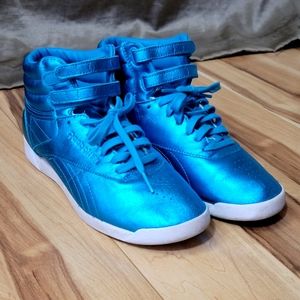 Metallic Blue Reebok Classic Freestyle High Tops